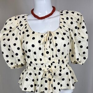Joie Cream and Black Polka Dot Peplum Spring Fling!